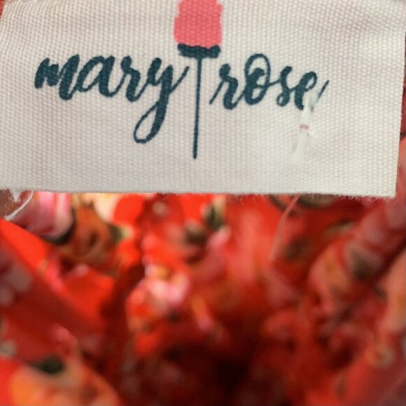 Mary Rose Size Large Dress Red Pink Floral Print Sleeveless Ruffle Neckline - Picture 3 of 4